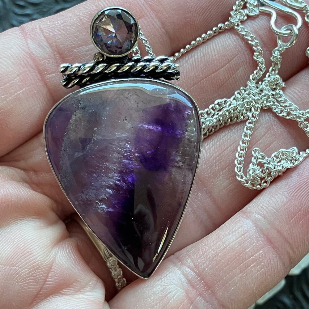 Witchy Amethyst Crystal Stone Jewelry Pendant Necklace